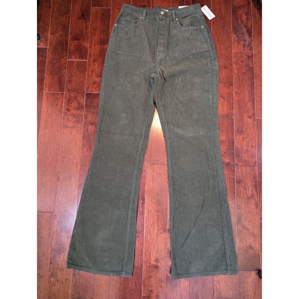 PacSun Corduroy Pants Women 28 Olive Green High Rise Bootcut Cotton NWT